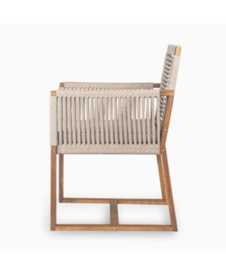 Acacia Patio Chairs (Set of 2), Rope Back, Cushions, Light Brown