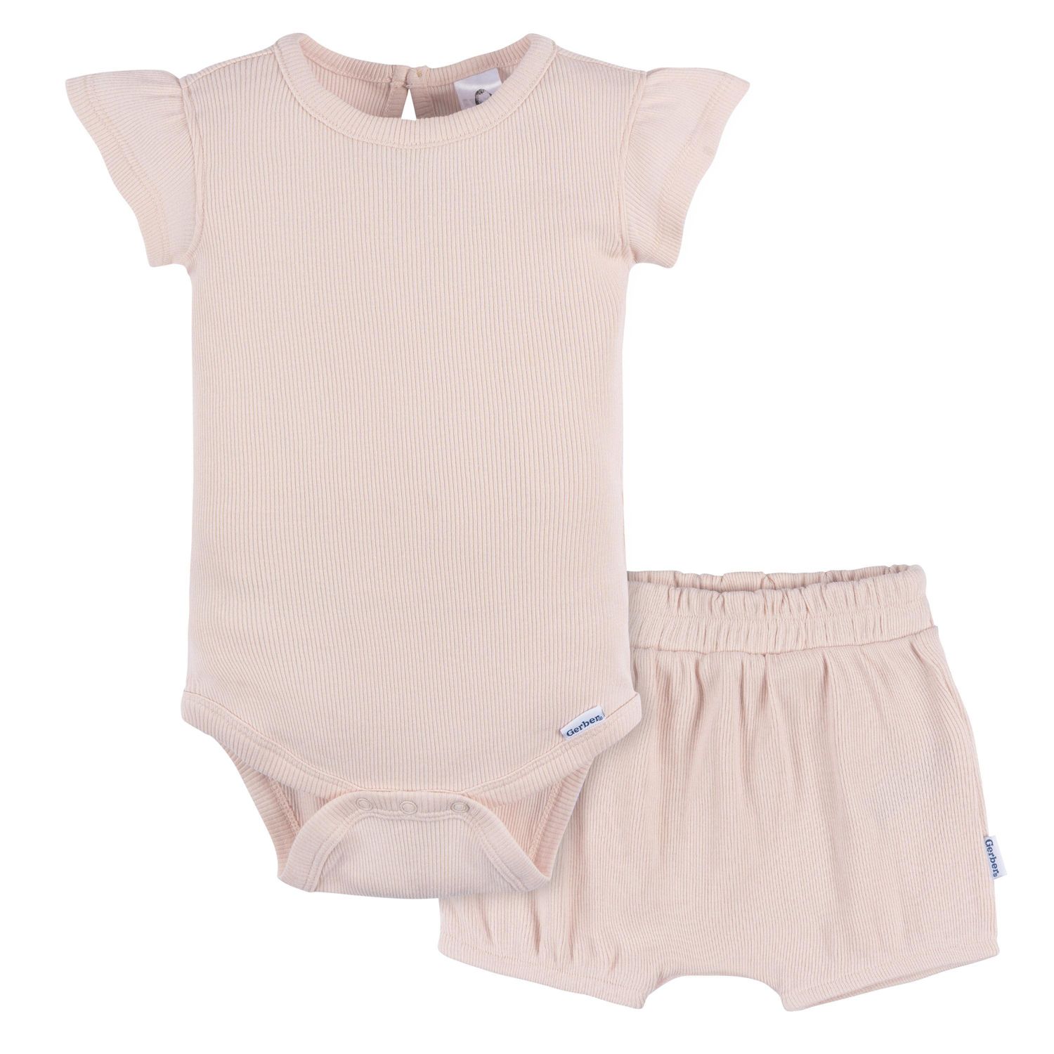 Baby Girls Crystal Pink Bodysuit and Shorts Set, 2-Pack