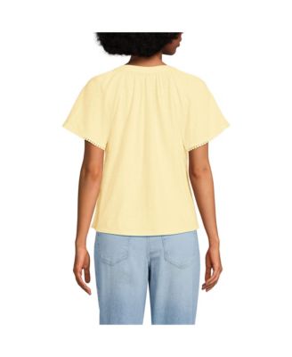 Женский облегающий топ с коротким рукавом и вырезом горловины от Lands' End