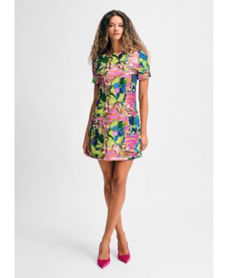 Women's Sequin Floral Short Sleeve Mini Dress