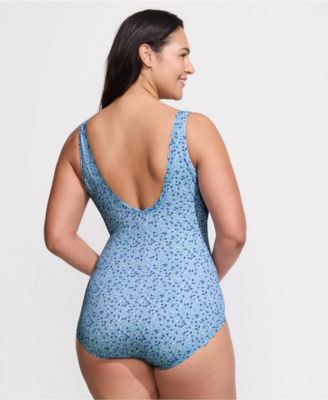 Цельный купальник с гребешком без застежек Lands' End Plus размера плюс