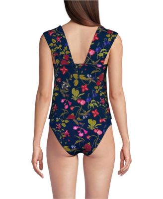 Миниатюрный топ-танкини с квадратным вырезом и косточками от Lands' End на косточках