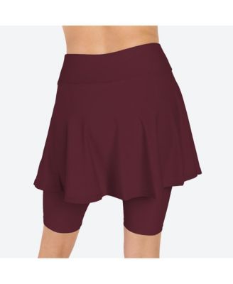 Women's Flared Mid-Thigh Swim Skirt With Bike Shorts