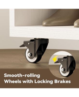 Closet Racks on Wheels with Mirror and 10 Shelves, Movable