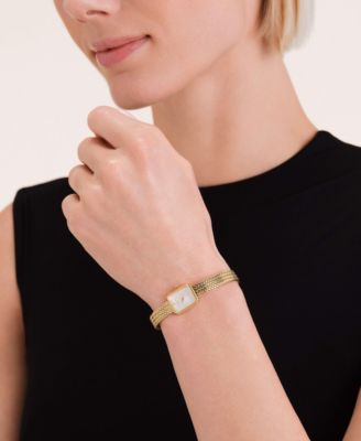 Mini Octagon Women's Gold Tone Stainless Bracelet Watch 18.5mm