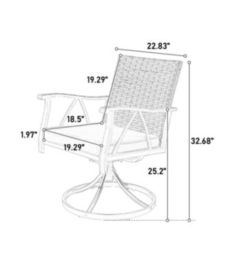 Streamdale 7pc Patio Dining Set, Wicker, Swivel Rockers, Cushions, Table