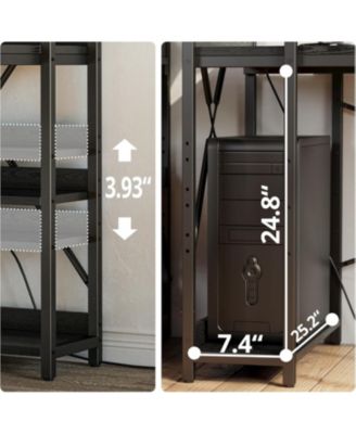 Computer Desk 55" with Power Outlet and Storage Shelves
