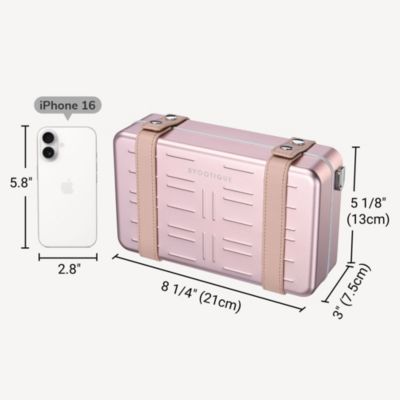 Mini Suitcase Crossbody Bag Portable Hard Shell Aluminum Cosmetic Makeup Case with Adjustable Strap Travel Handbag for Makeup Artist,Red