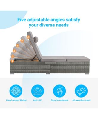 Streamdale Outdoor Chaise Lounge Set, 2 Rattan Recliners, Table, Cushions, Pool/Beach