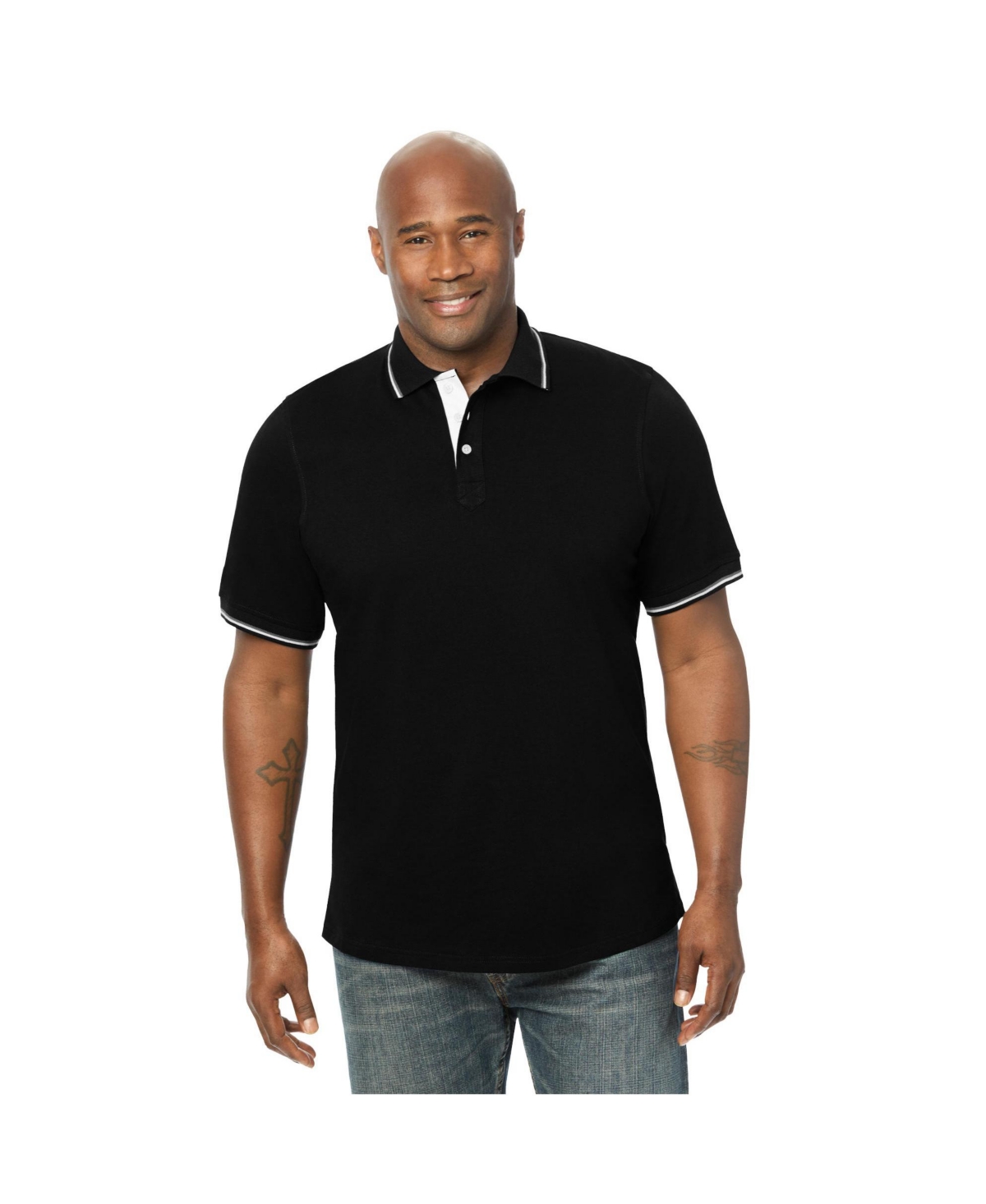 Men's Big & Tall Double Tipped Polo - Black