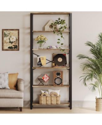 Bookshelf, 31.5in Wide Shelf 6 Tier Bookcase, 110lbs/shelf