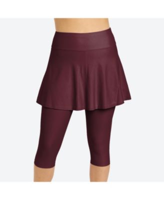 Women's Flared Swim Skort With Capri Leggings
