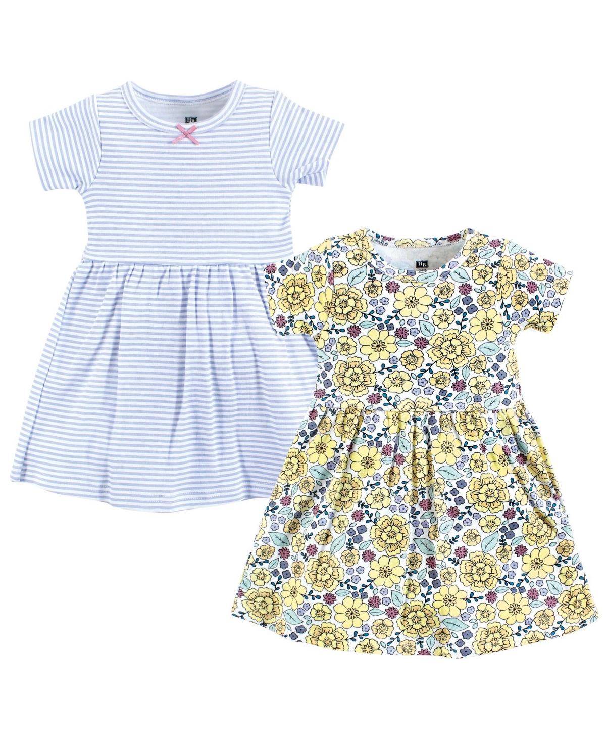 Hudson Baby Baby Girls Hudson Cotton Dresses, Outline Floral Yellow - Outline floral yellow