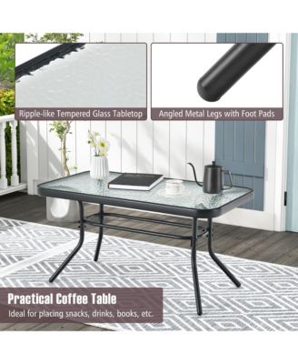 4PCS Outdoor Glider Chair & Table Set Patio Conversation Furniture Set