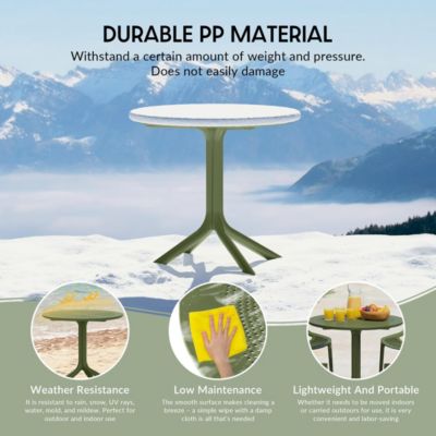 5-Piece Modern Patio Round Dining Table Set with Stackable Patio Dining Chairs