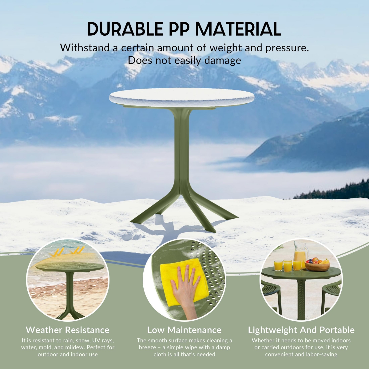 5-Piece Modern Patio Round Dining Table Set with Stackable Patio Dining Chairs
