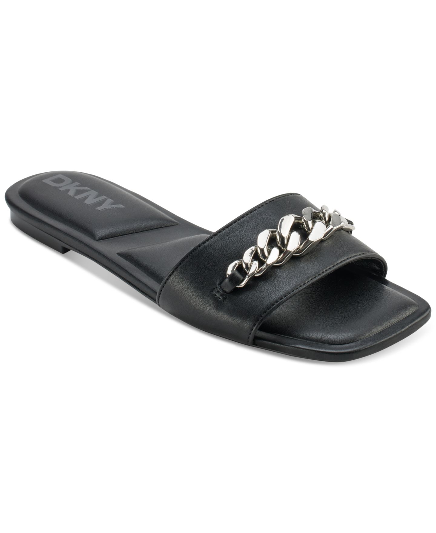 Женские сандалии DKNY Dania Chain Slide Flat, цвет: Чёрный — фото 1