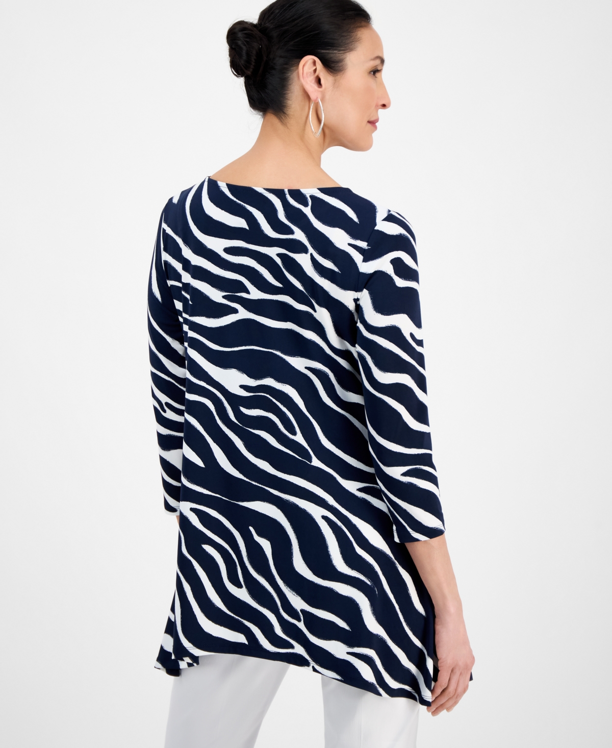 JM COLLECTION WOMEN'S PRINTED ASYMMETRIC BLOUSE, EXCLUSIVELY AT MACY'S 