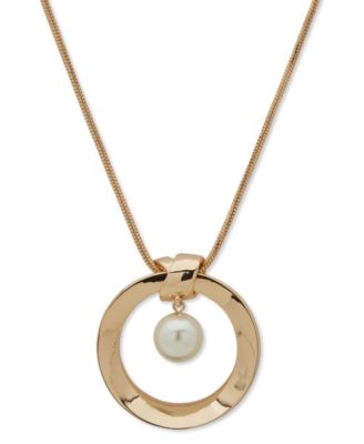 Длинное колье Anne Klein с имитацией золотистого жемчуга Orbital Circle, удлинитель 32 дюйма + 3 дюйма