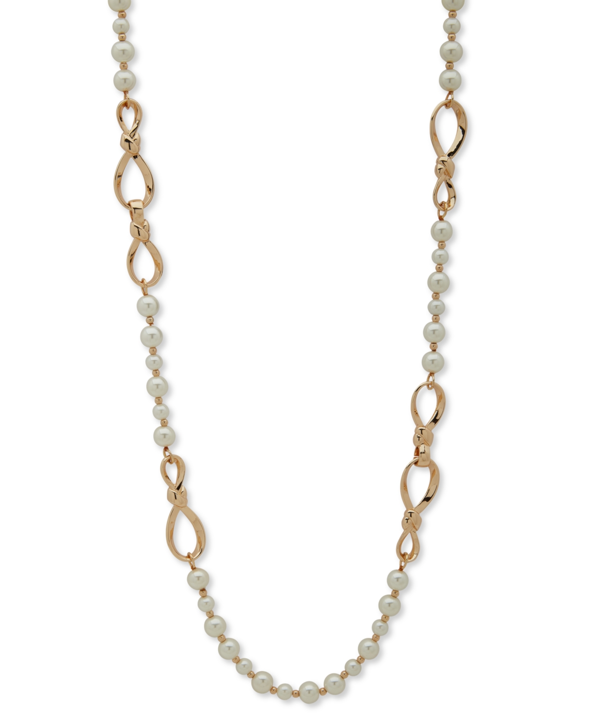 Gold-Tone Imitation Pearl & Twisted Knot Long Statement Necklace, 42" - Pearl