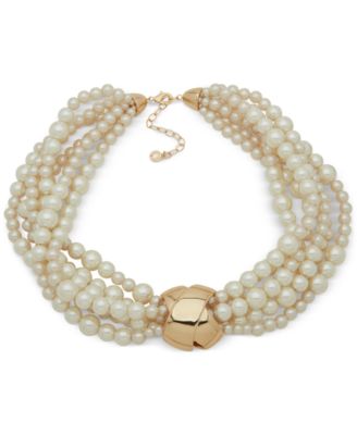 Многожильное колье Anne Klein с имитацией золотого жемчуга, удлинитель 16 дюймов + 3 дюйма