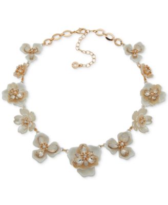 Колье-ошейник Anne Klein с цветком Мути из золотистого хрусталя, удлинитель 16 дюймов + 3 дюйма