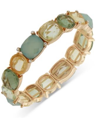 Стрейч-браслет Anne Klein золотистого цвета со множеством камней смешанной огранки