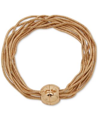 Эффектный браслет Anne Klein с многорядной купольной магнитной застежкой золотого цвета