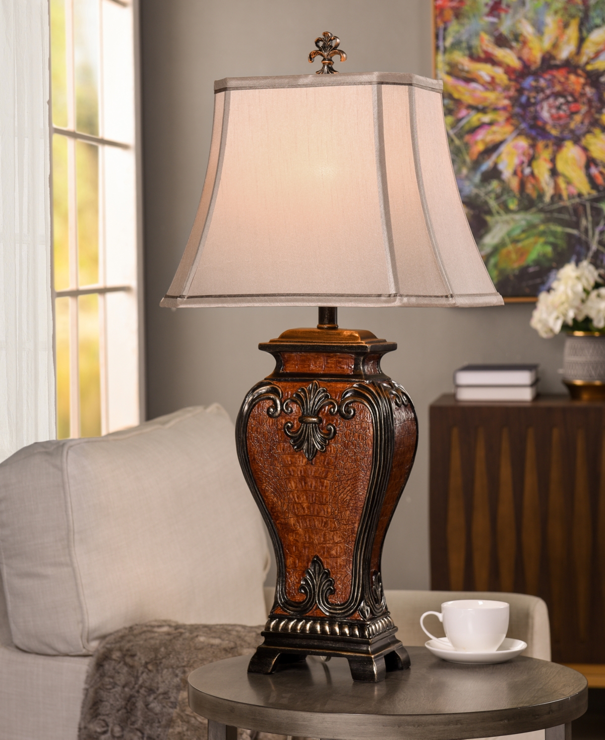 STYLECRAFT HOME COLLECTION 33.5" DUNDEE FAUX CROCODILE POLY TABLE LAMP 