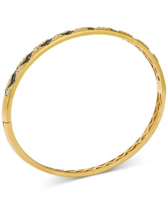 Nude Diamond & Chocolate Diamond Wavy Pattern Bangle Bracelet (3/4 ct. t.w.) in 14k Gold