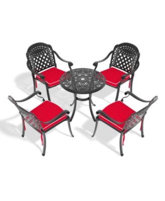 Streamdale 5-pc Cast Aluminum Patio Set, Black Frame, Random Cushions