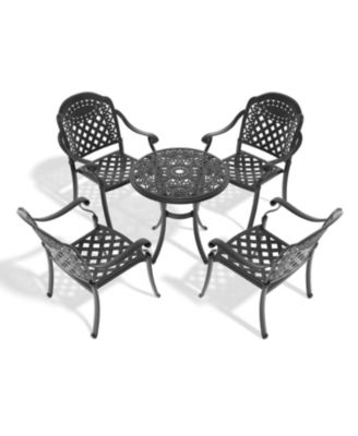 Streamdale 5-pc Cast Aluminum Patio Set, Black Frame, Random Cushions