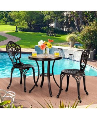 3PCS Cast Aluminum Patio Bistro Set Outdoor Table & Chairs Furniture Set