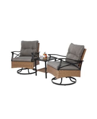 Streamdale 3pc Outdoor Swivel Rocker Set, Table, 2 Chairs, 350lb Cap