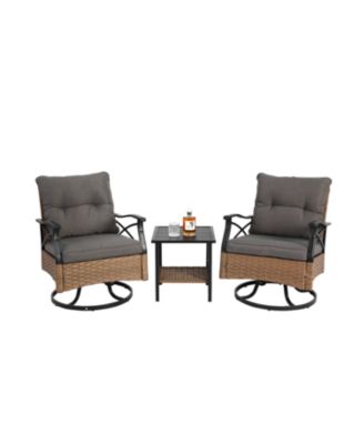 Streamdale 3pc Outdoor Swivel Rocker Set, Table, 2 Chairs, 350lb Cap
