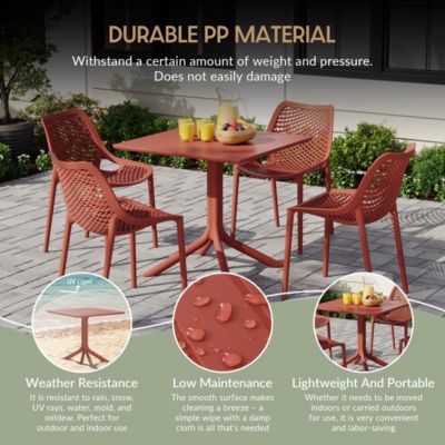 5-Piece Modern Patio Square Dining Table Set with Stackable Patio Dining Chairs