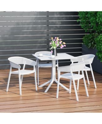 5-Piece Modern Patio Square Dining Table Set with Stackable Patio Dining Chairs