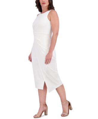 Women's Ruched Side-Twist Sleeveless Midi Dress