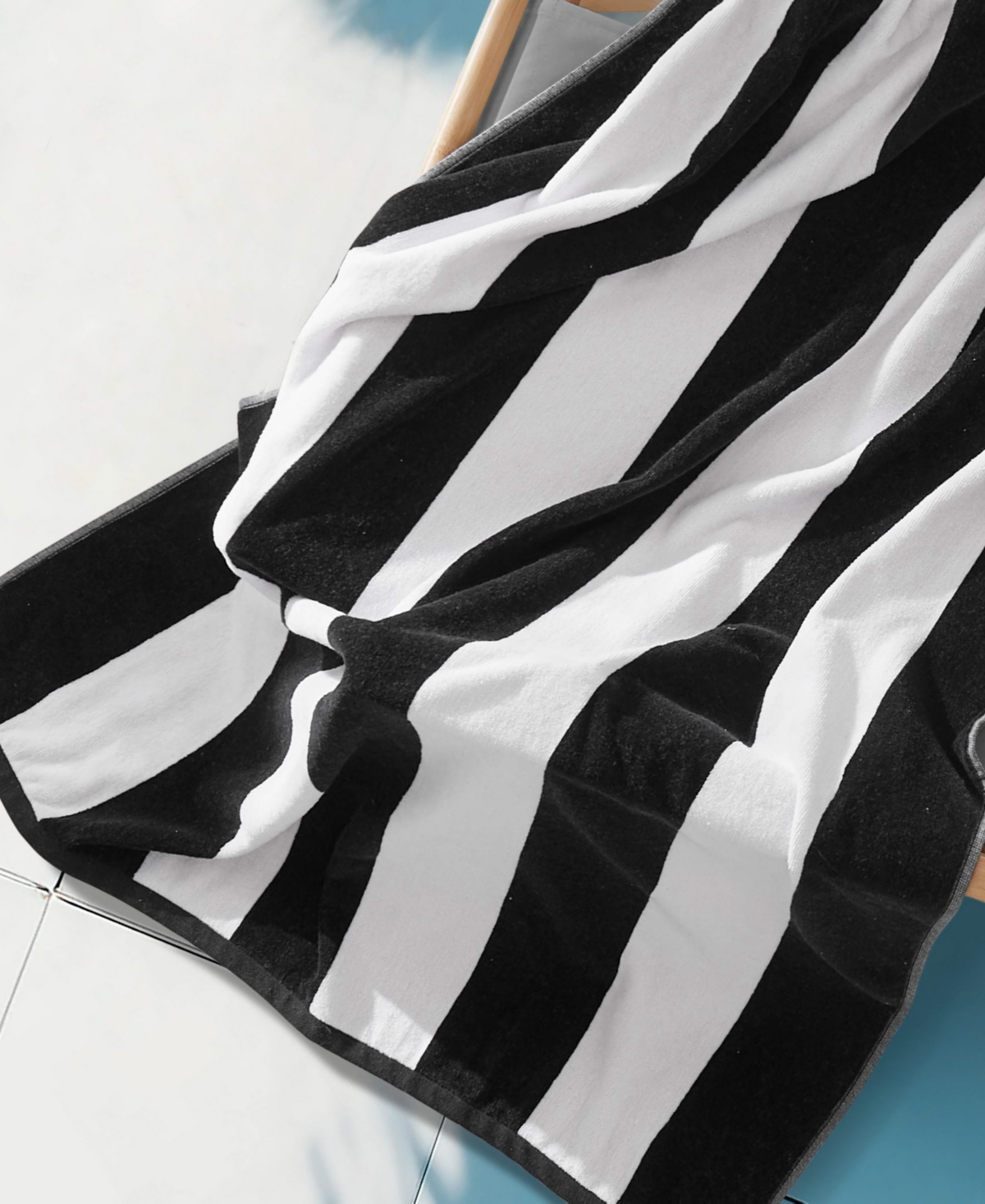 Juicy Couture Stripe Cotton Beach Towel In Black,white,pink,green