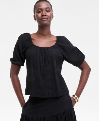 On 34th - Women's Cotton Gauze Scoop-Neck Top