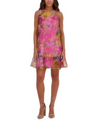kensie Women's Printed Organza Flounce-Hem Mini Dress - Macy's