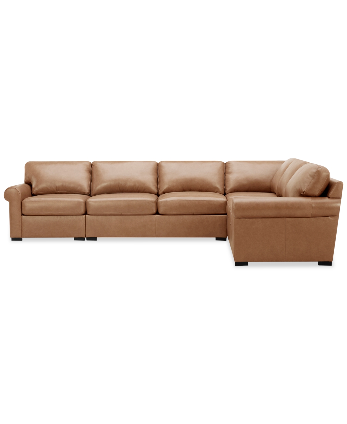 Macy's Radley Roll Arm 139" 5-pc. Leather Square Corner L Sectional, Exclusively At