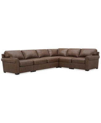 Furniture - Radley Roll Arm 139" 5-Pc. Leather Square Corner L Sectional