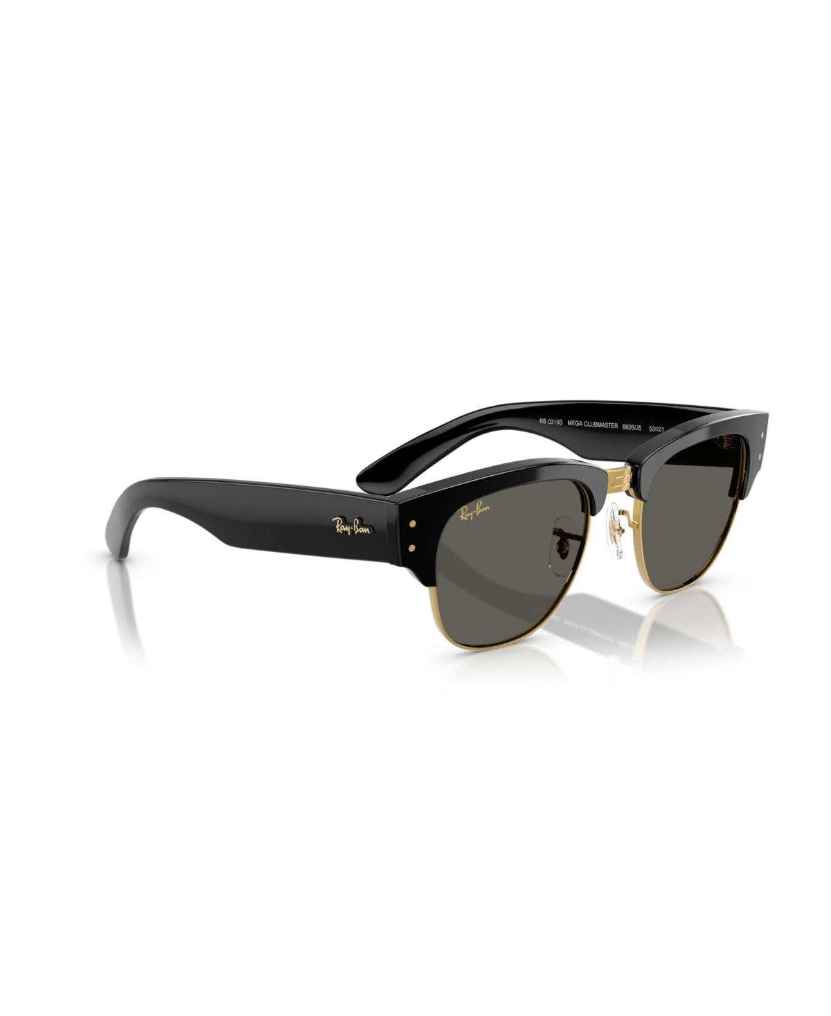 Ray Ban Unisex Mega Clubmaster Sunglasses, Rb0316s In Black On Gold