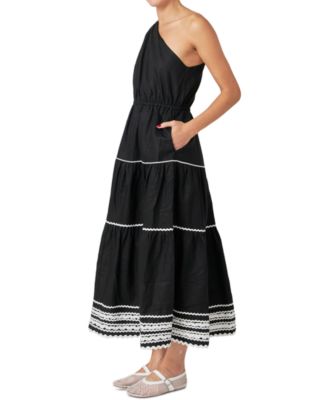 Women's Scallop-Lace One-Shoulder Maxi Dress