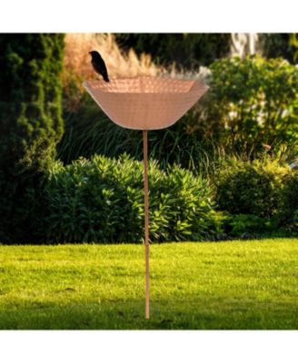 Outdoor Staked Metal Bird Bath - Copper UV-Resistant Finish - 34.25" H