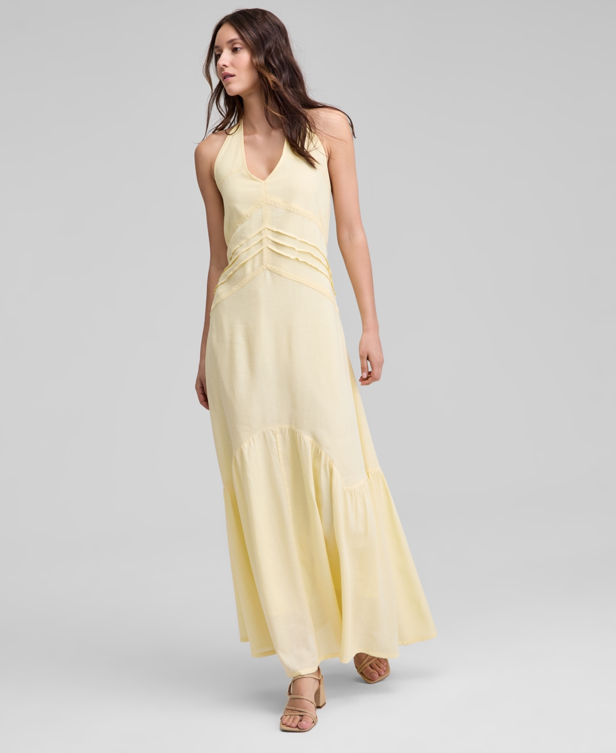 Shop And Now This Women's Pintuck-pleat Halter Maxi Dress, Exclusively At Macy's