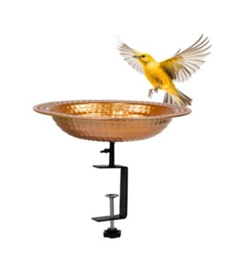 Outdoor Deck-Mounted Bird Bath or Bird Feeder with Copper Finish - 12"