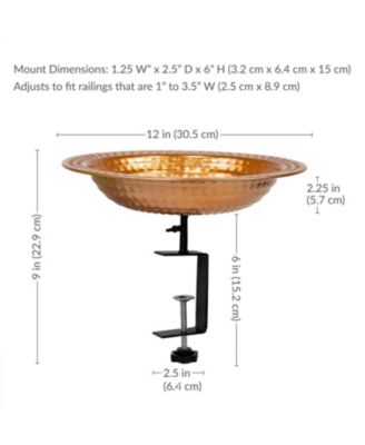 Outdoor Deck-Mounted Bird Bath or Bird Feeder with Copper Finish - 12"