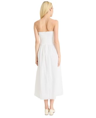 Роскошное женское платье миди с плиссированным лифом и без бретелек